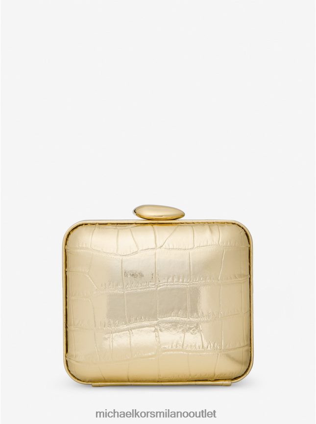Michael Kors collezione tina mini minaudiere in pelle goffrata coccodrillo metallizzato unisex oro P06L0L3781 Accessori