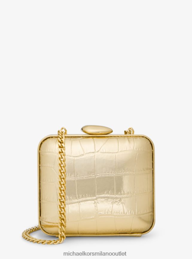 Michael Kors collezione tina mini minaudiere in pelle goffrata coccodrillo metallizzato unisex oro P06L0L3781 Accessori