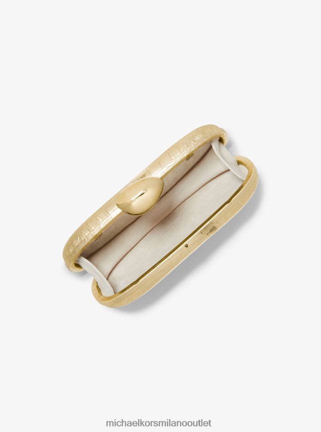 Michael Kors collezione tina piccola minaudiere in pelle goffrata coccodrillo metallizzato unisex oro P06L0L3777 Accessori