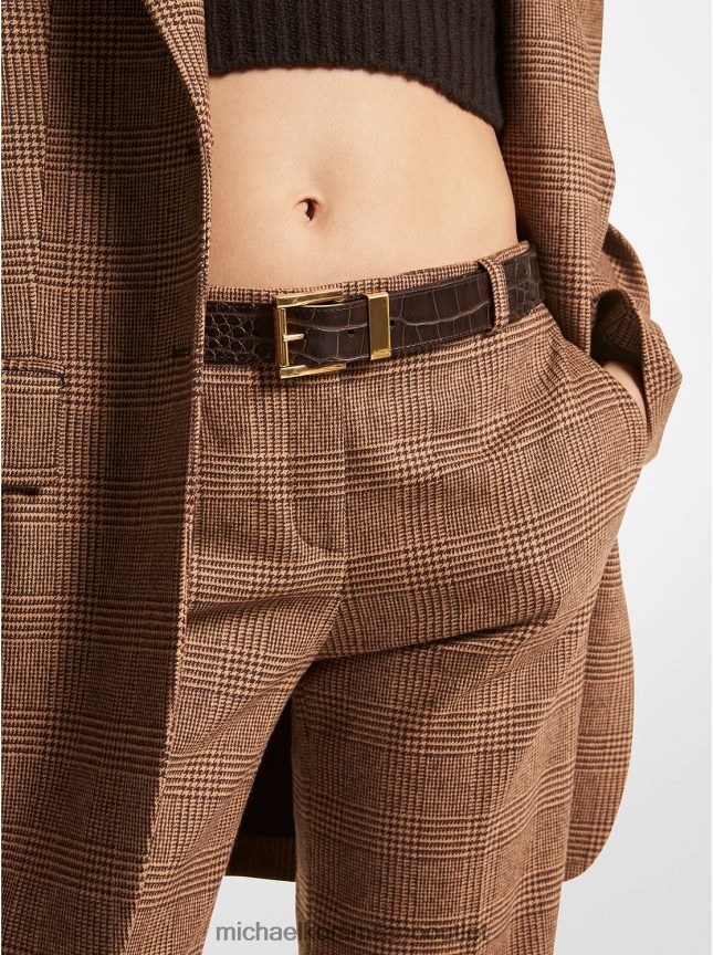 Michael Kors cintura per pantaloni della collezione in pelle goffrata coccodrillo unisex cioccolato P06L0L3902 Accessori