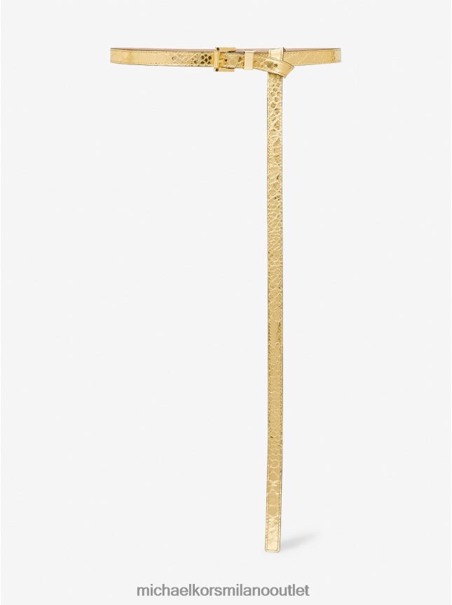 Michael Kors cintura per pantaloni della collezione in pelle goffrata pitone metallizzato unisex oro P06L0L3893 Accessori