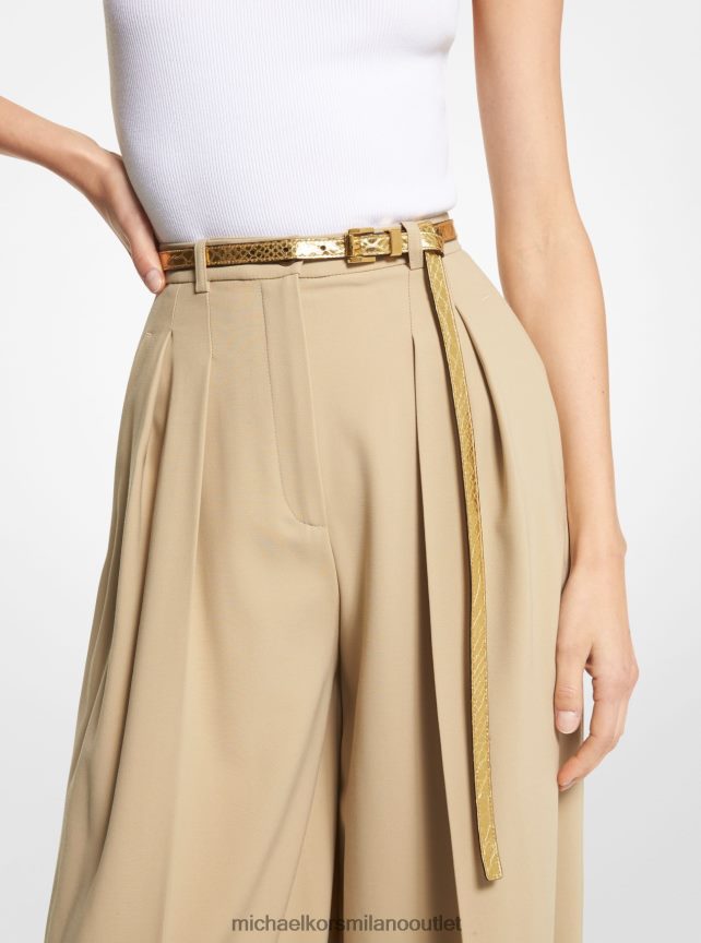 Michael Kors cintura per pantaloni della collezione in pelle goffrata pitone metallizzato unisex oro P06L0L3893 Accessori