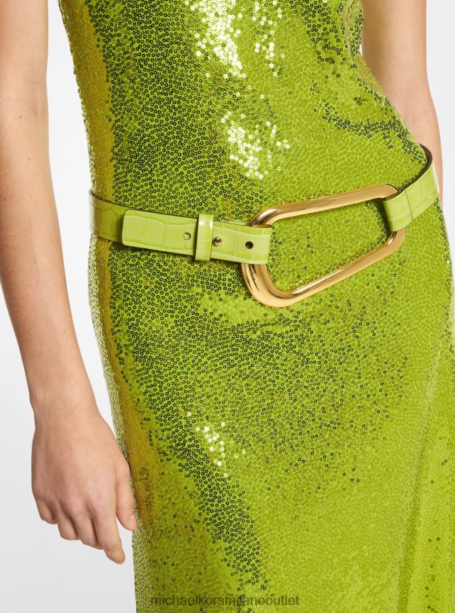 Michael Kors collezione angelina cintura in pelle goffrata coccodrillo unisex lime P06L0L3885 Accessori