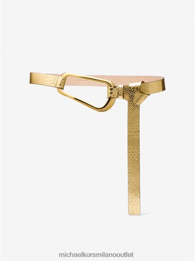 Michael Kors collezione angelina cintura in pelle goffrata pitone metallizzato unisex oro P06L0L3880 Accessori