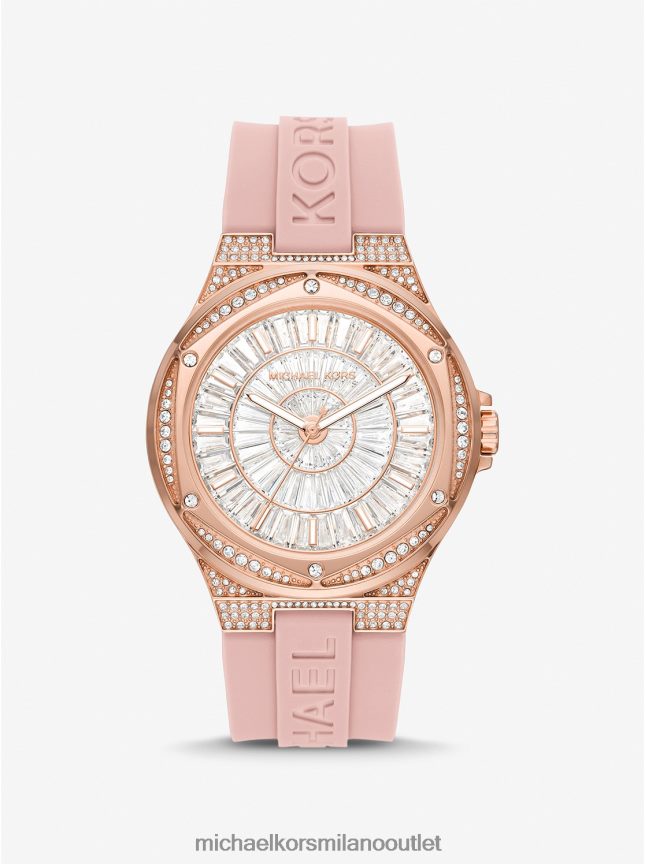 Michael Kors Orologio Lennox oversize con pavé in tonalità oro rosa e silicone unisex arrossire P06L0L3968 Accessori