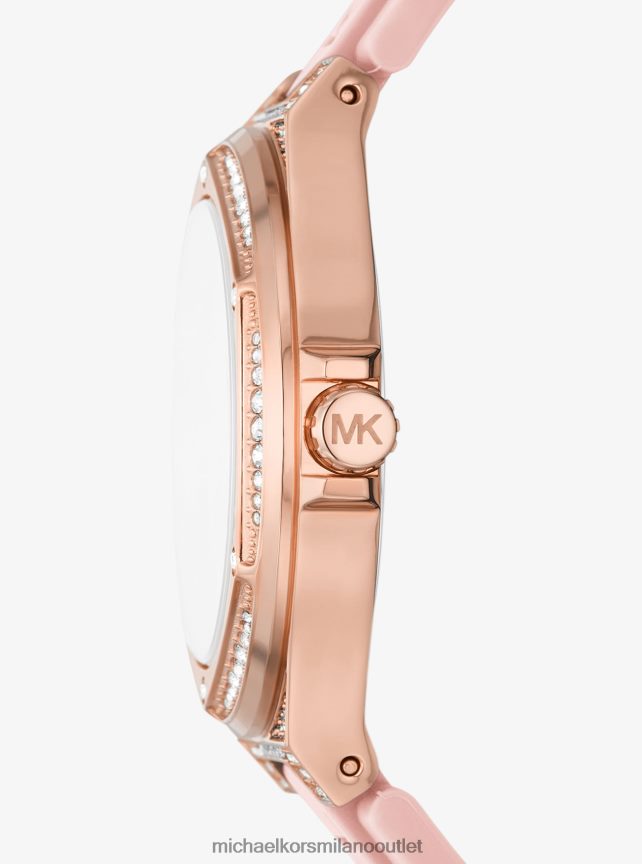 Michael Kors Orologio Lennox oversize con pavé in tonalità oro rosa e silicone unisex arrossire P06L0L3968 Accessori