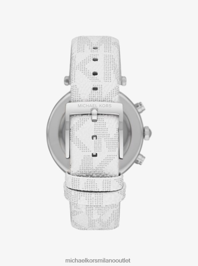 Michael Kors Orologio Parker oversize con pavé color argento e logo unisex bianco P06L0L4012 Accessori