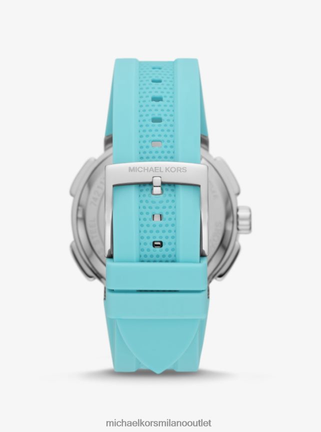 Michael Kors Orologio Sydney oversize con pavé color argento e silicone unisex turchese P06L0L3994 Accessori