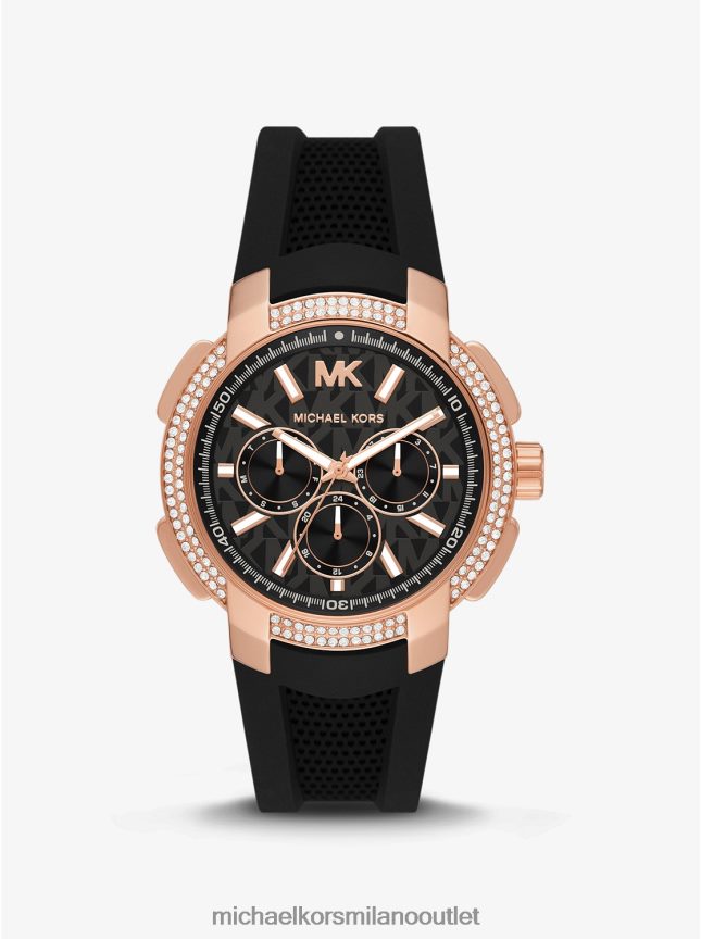 Michael Kors Orologio Sydney oversize con pavé rosa e silicone unisex nero P06L0L3995 Accessori