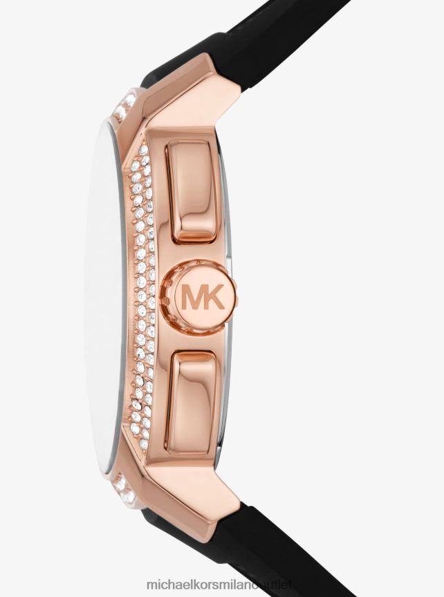Michael Kors Orologio Sydney oversize con pavé rosa e silicone unisex nero P06L0L3995 Accessori