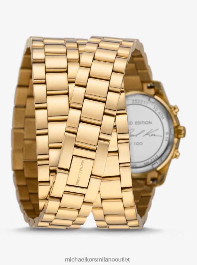 Michael Kors Orologio avvolgente in acciaio inossidabile placcato oro 18 carati da passerella in edizione limitata unisex oro P06L0L3879 Accessori