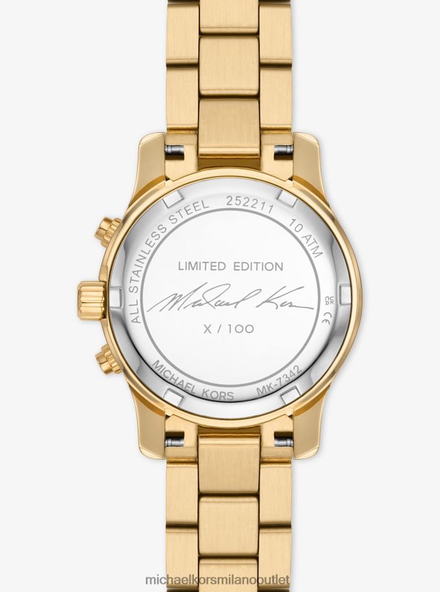 Michael Kors Orologio avvolgente in acciaio inossidabile placcato oro 18 carati da passerella in edizione limitata unisex oro P06L0L3879 Accessori