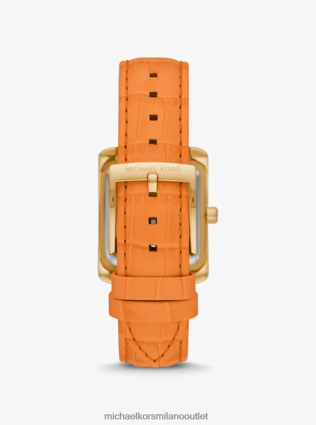 Michael Kors Orologio in pelle color oro con pavé smeriglio e pelle di coccodrillo goffrata unisex oro P06L0L4017 Accessori