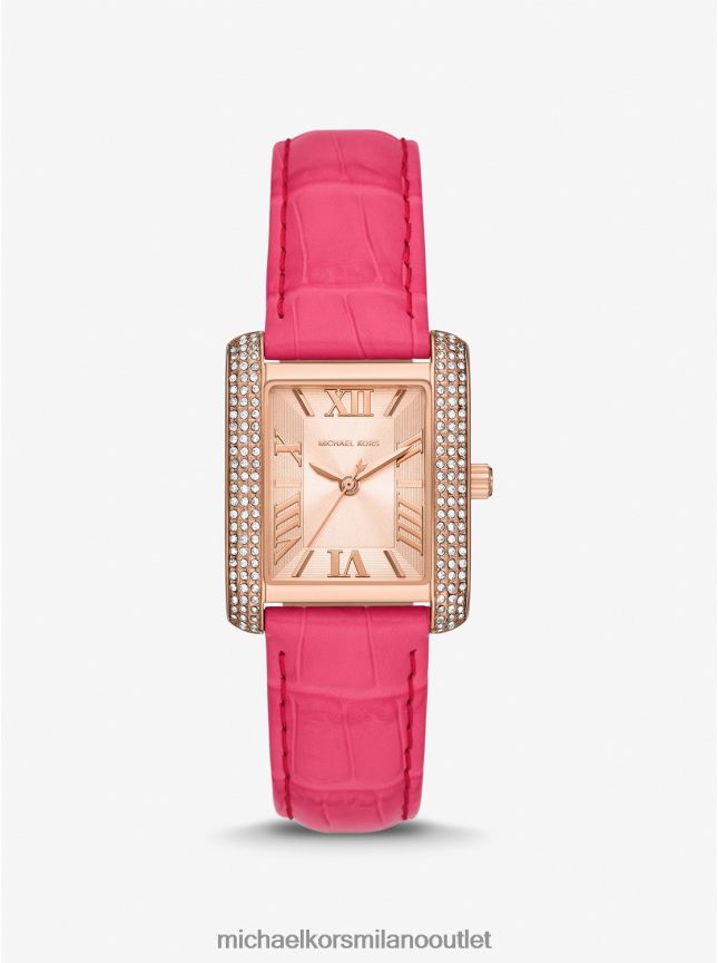 Michael Kors Orologio in pelle color oro rosa con pavé smeriglio e pelle di coccodrillo goffrata unisex rosa P06L0L4018 Accessori
