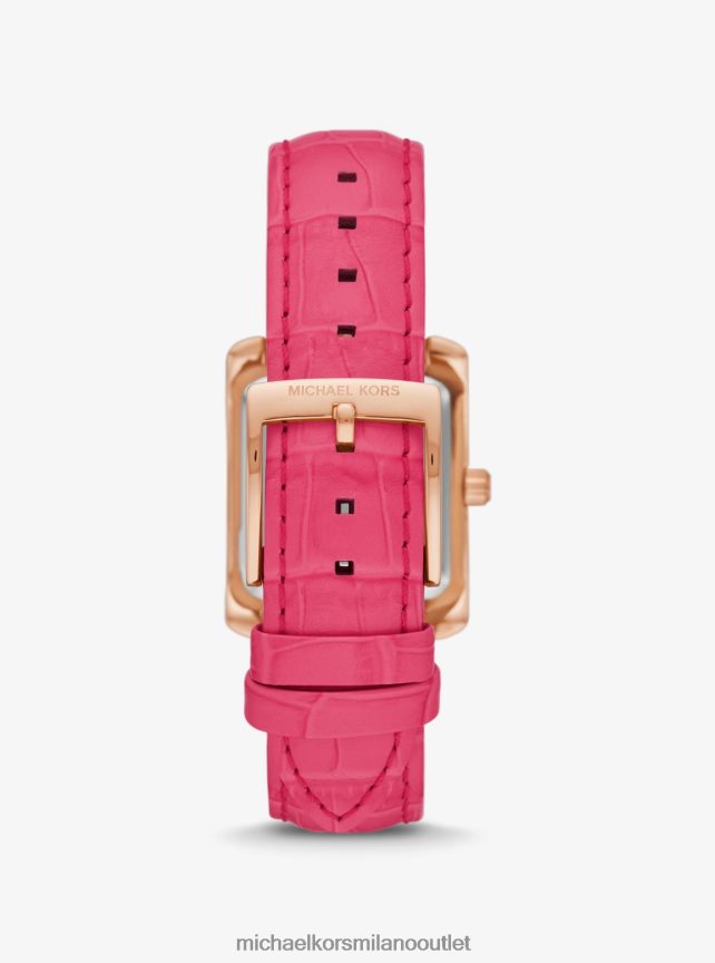 Michael Kors Orologio in pelle color oro rosa con pavé smeriglio e pelle di coccodrillo goffrata unisex rosa P06L0L4018 Accessori