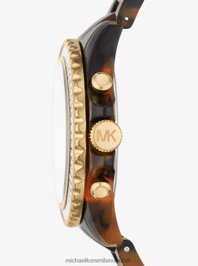 Michael Kors Orologio oversize in acetato biologico con pavé color oro e tartaruga unisex tartaruga P06L0L3999 Accessori