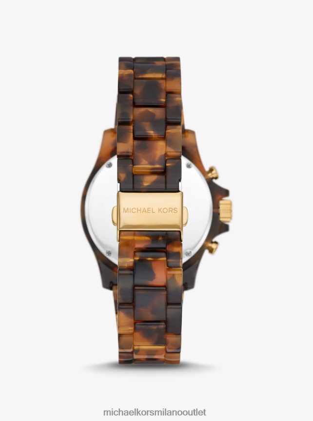 Michael Kors Orologio oversize in acetato biologico con pavé color oro e tartaruga unisex tartaruga P06L0L3999 Accessori