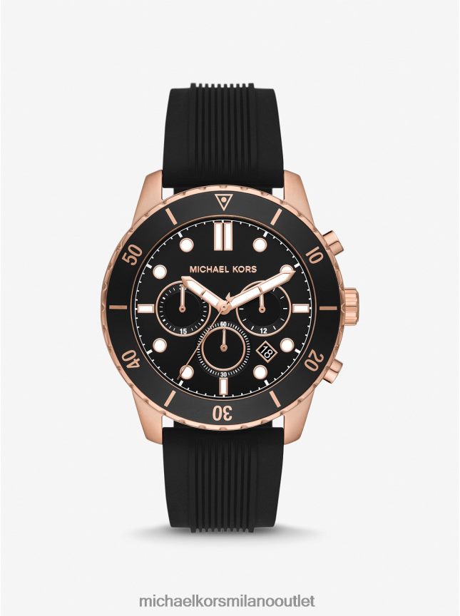 Michael Kors orologio cunningham oversize color oro rosa e silicone unisex nero P06L0L3991 Accessori