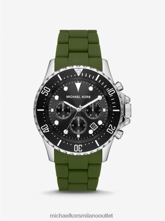 Michael Kors orologio everest oversize color argento e silicone unisex verde P06L0L3993 Accessori