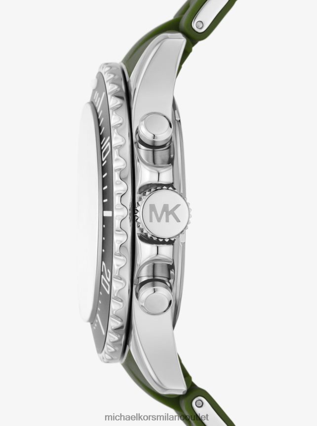 Michael Kors orologio everest oversize color argento e silicone unisex verde P06L0L3993 Accessori