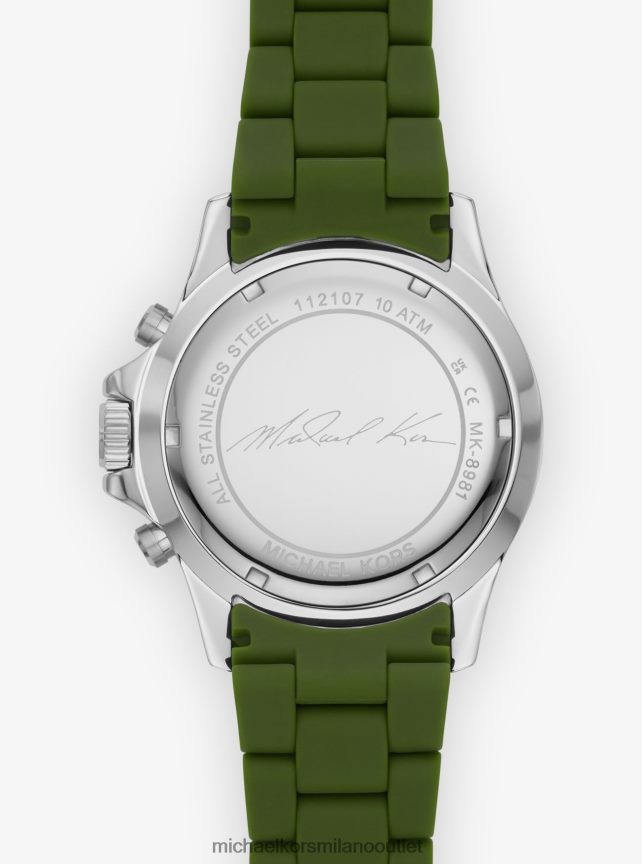 Michael Kors orologio everest oversize color argento e silicone unisex verde P06L0L3993 Accessori