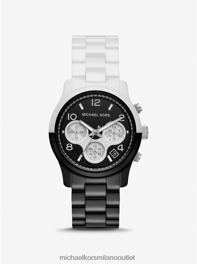 Michael Kors orologio in ceramica bicolore della passerella unisex nero bianco P06L0L3962 Accessori