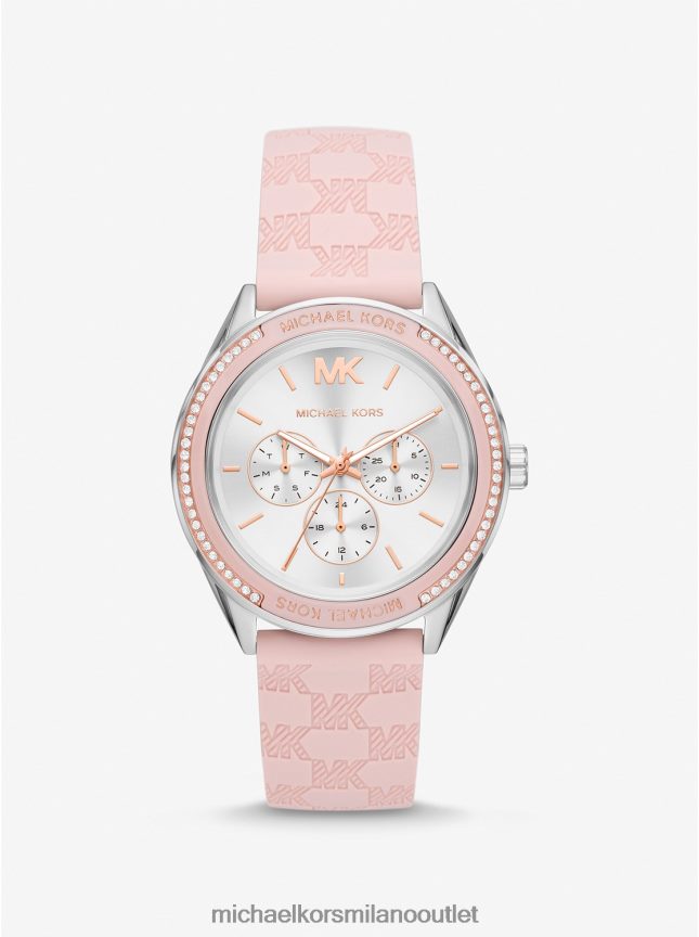 Michael Kors orologio jessa oversize in silicone color argento e goffrato unisex rosa P06L0L3989 Accessori