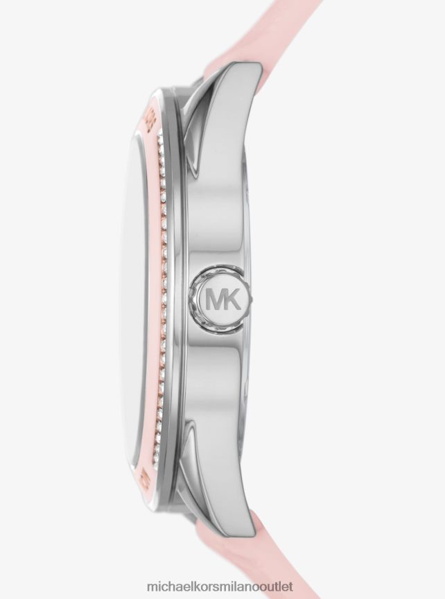 Michael Kors orologio jessa oversize in silicone color argento e goffrato unisex rosa P06L0L3989 Accessori