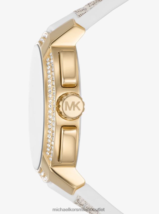 Michael Kors orologio oversize Sydney Pave color oro e logo unisex vaniglia P06L0L4008 Accessori