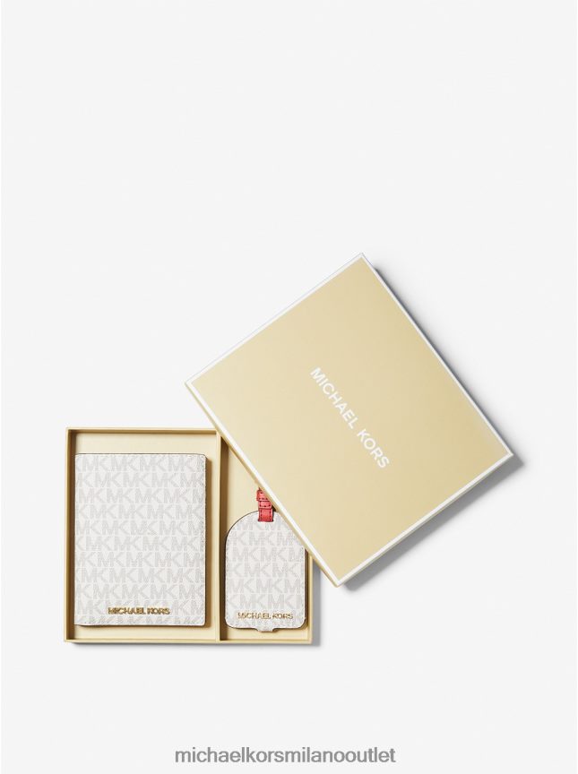 Michael Kors set regalo con custodia per passaporto con logo ed etichetta per bagaglio unisex peperoncino multi P06L0L3942 Accessori