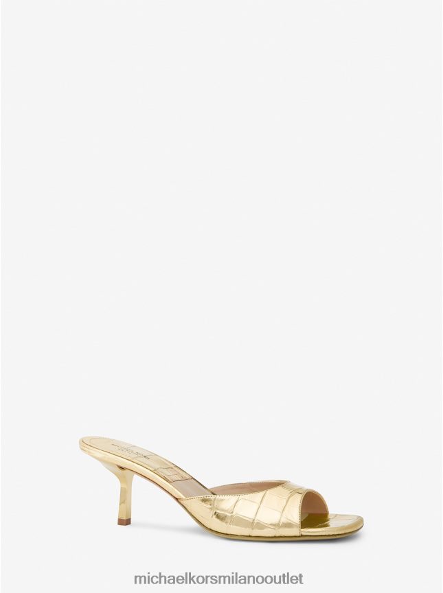 Michael Kors collezione anita sandali con stampa coccodrillo metallizzato unisex oro P06L0L3831 scarpe