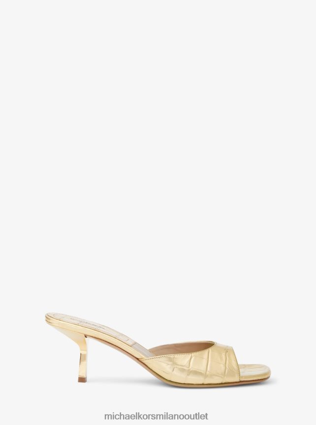 Michael Kors collezione anita sandali con stampa coccodrillo metallizzato unisex oro P06L0L3831 scarpe