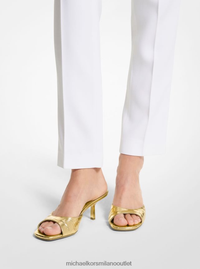 Michael Kors collezione anita sandali con stampa coccodrillo metallizzato unisex oro P06L0L3831 scarpe