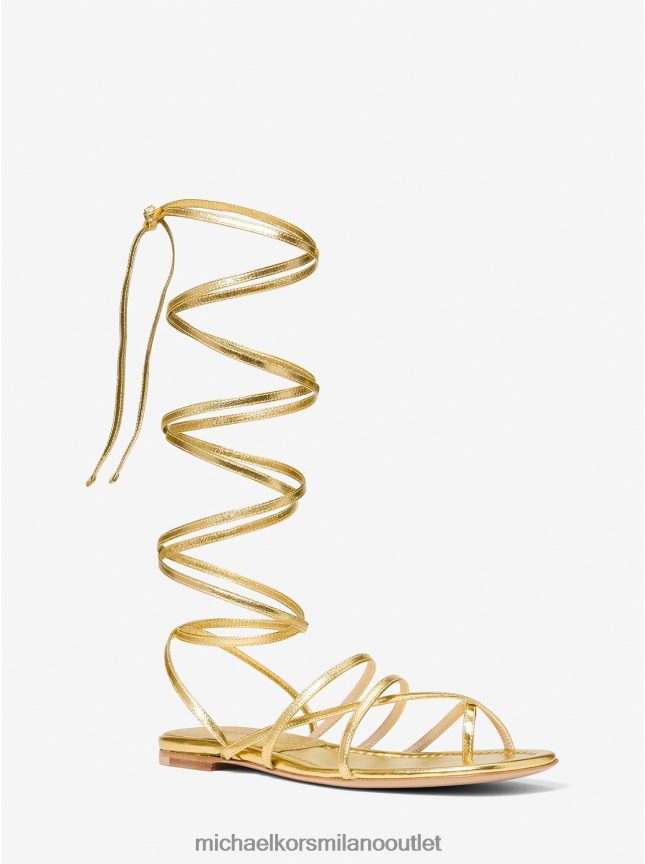 Michael Kors collezione di sandali gladiatore in pelle metallizzata giada unisex oro P06L0L3822 scarpe
