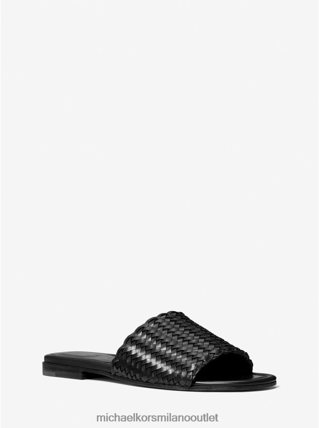 Michael Kors collezione di sandali slide in pelle intrecciata McGraw unisex nero P06L0L3854 scarpe