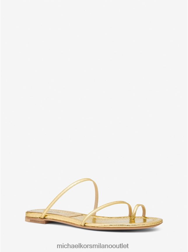 Michael Kors collezione patti sandalo slide in pelle goffrata pitone metallizzato unisex oro P06L0L3824 scarpe