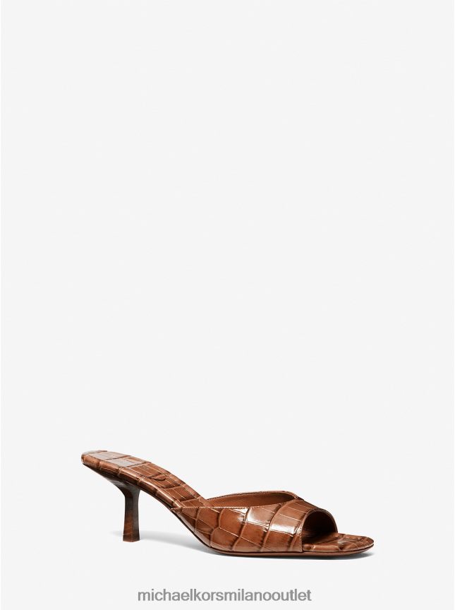 Michael Kors sandalo collezione anita in pelle goffrata coccodrillo unisex Castagna P06L0L3849 scarpe