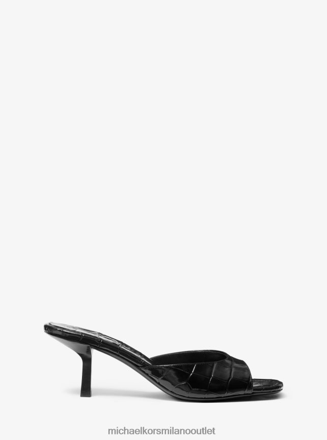 Michael Kors sandalo collezione anita in pelle goffrata coccodrillo unisex nero P06L0L3850 scarpe
