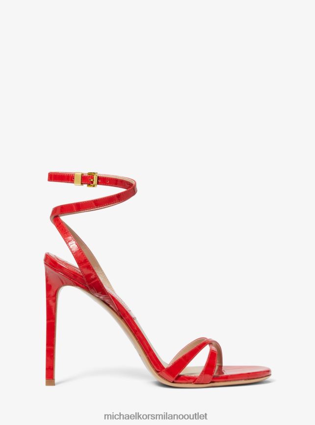 Michael Kors sandalo collezione chrissy in pelle goffrata coccodrillo unisex papavero P06L0L3821 scarpe