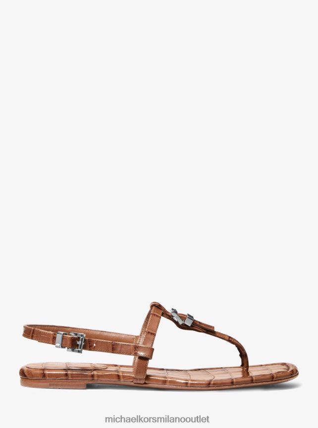 Michael Kors sandalo collezione sofia in pelle goffrata coccodrillo unisex Castagna P06L0L3853 scarpe