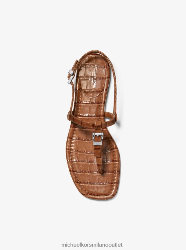 Michael Kors sandalo collezione sofia in pelle goffrata coccodrillo unisex Castagna P06L0L3853 scarpe