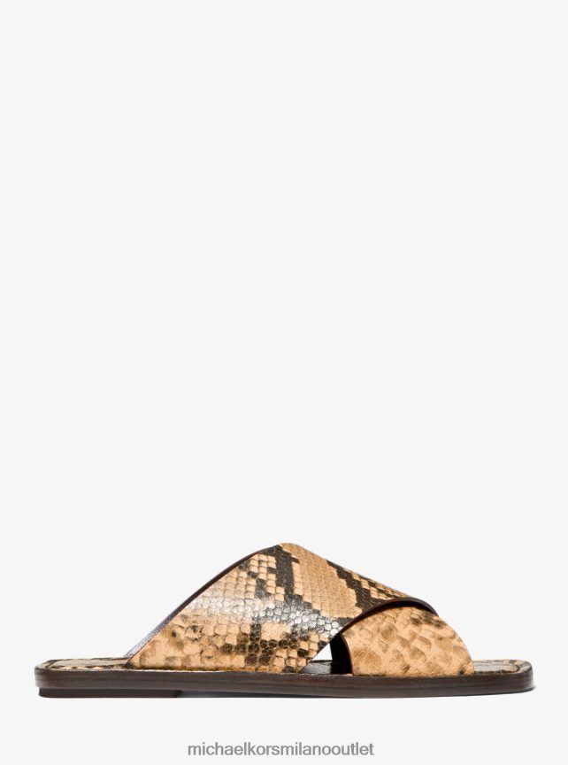 Michael Kors sandalo slide della collezione Ruth in pelle goffrata pitone unisex grano P06L0L3868 scarpe