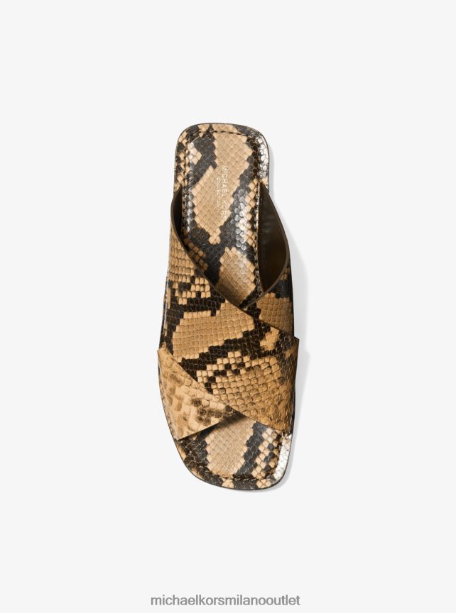 Michael Kors sandalo slide della collezione Ruth in pelle goffrata pitone unisex grano P06L0L3868 scarpe