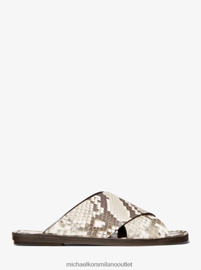 Michael Kors sandalo slide della collezione Ruth in pelle goffrata pitone unisex naturale P06L0L3867 scarpe