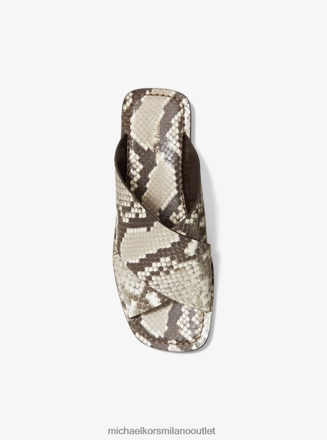 Michael Kors sandalo slide della collezione Ruth in pelle goffrata pitone unisex naturale P06L0L3867 scarpe