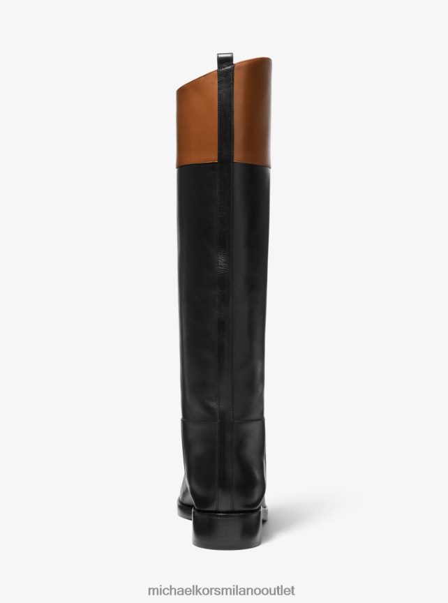 Michael Kors stivale da equitazione Braden in pelle bicolore della collezione unisex bagaglio/nero P06L0L3874 scarpe