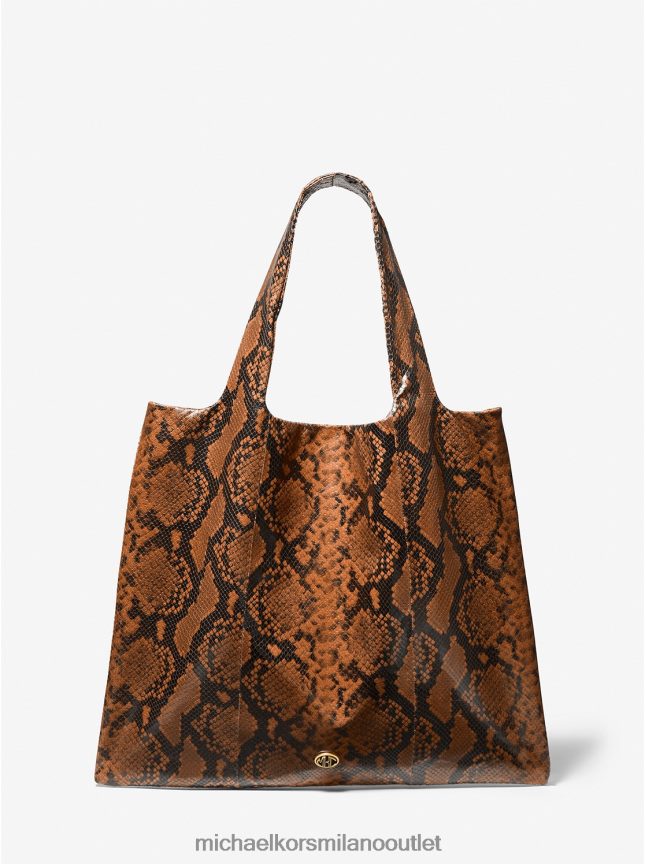 Michael Kors borsa tote della collezione in pelle goffrata pitone con monogramma donne Castagna P06L0L3771 Accessori
