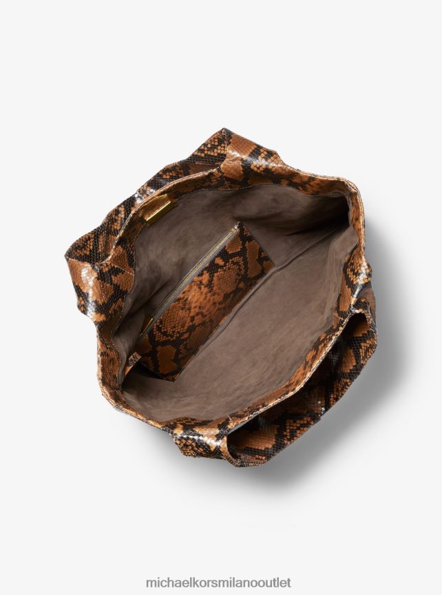 Michael Kors borsa tote della collezione in pelle goffrata pitone con monogramma donne Castagna P06L0L3771 Accessori