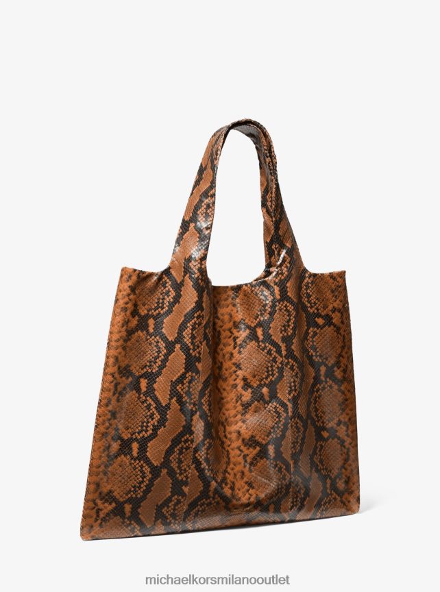 Michael Kors borsa tote della collezione in pelle goffrata pitone con monogramma donne Castagna P06L0L3771 Accessori