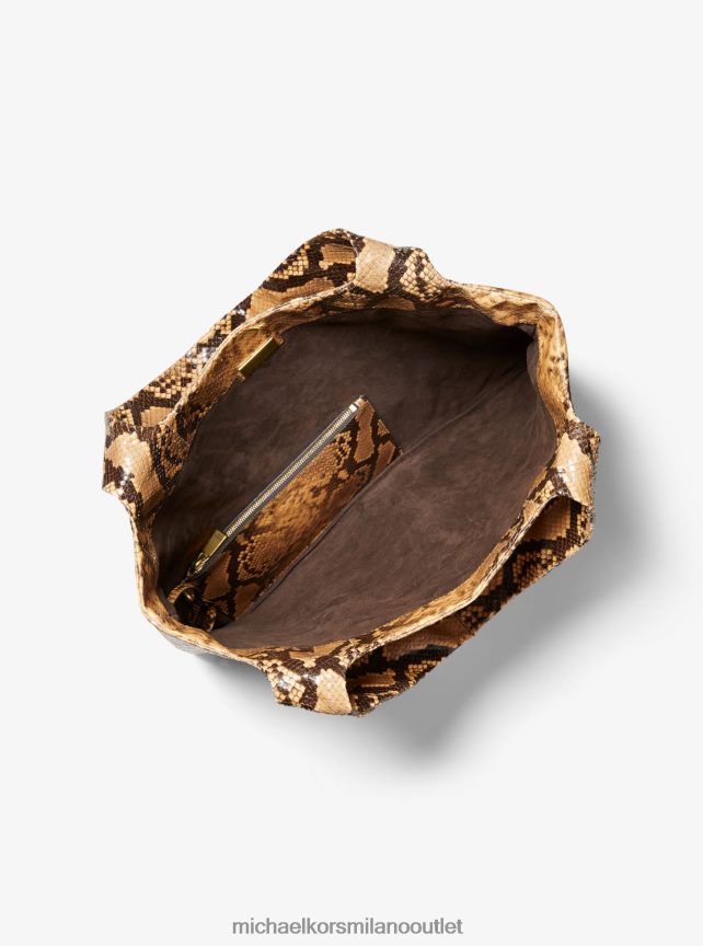 Michael Kors borsa tote della collezione in pelle goffrata pitone con monogramma donne grano P06L0L3772 Accessori